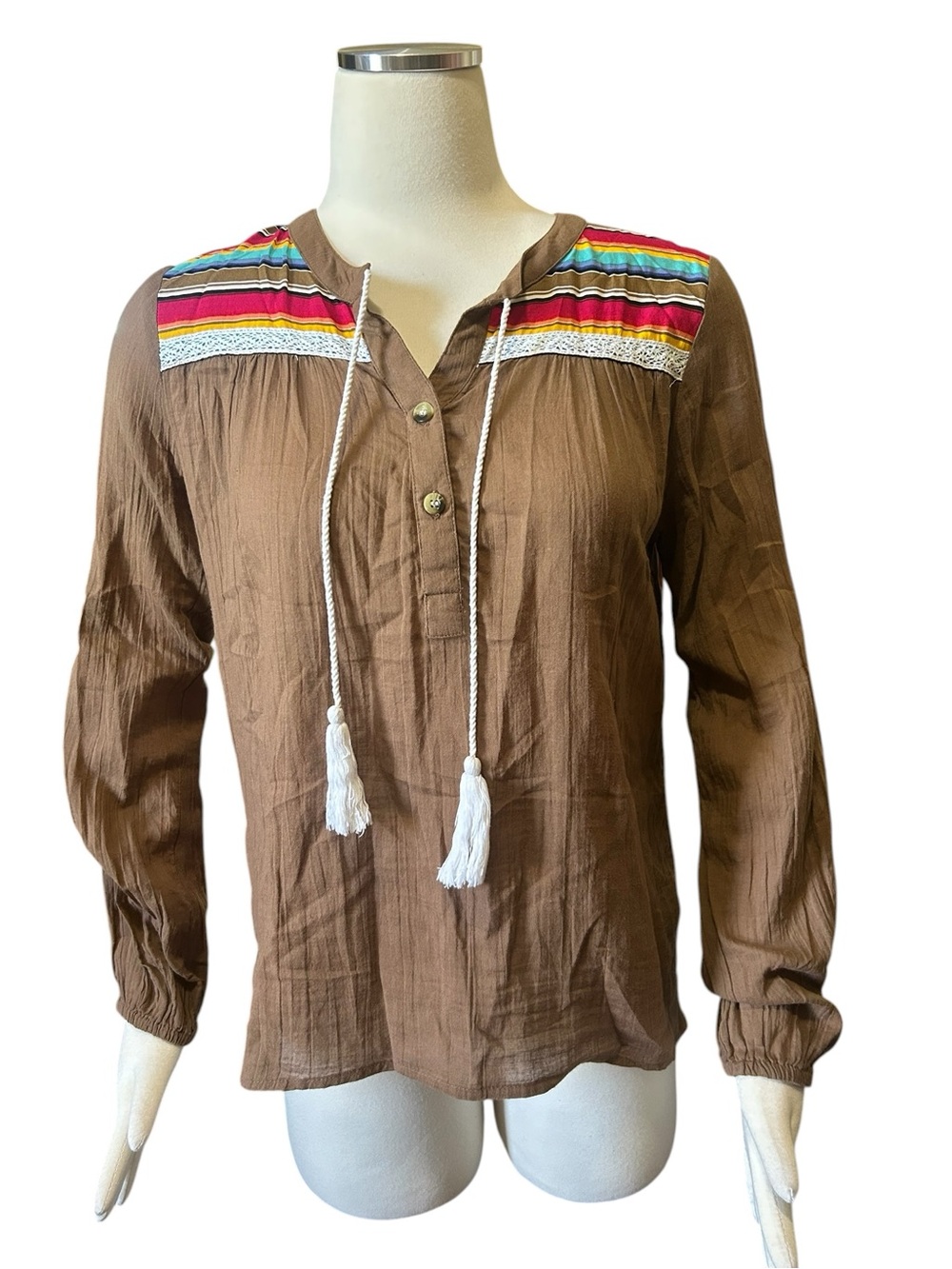 Panhandle brand top with serape print back
